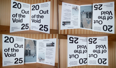 Die Broschüre Quintessenz Bewerbungsbuch 2019 "Out of the Void" 4x in einer Collage zusammengestellt.