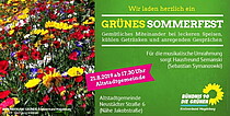 Blumenbild und Einladung zum Sommerfest der GRÜNEN KV Magdeburg am 21. August 2019 - 18.30 - Altstadtgemeinde, Neustädter Str. 6 in Magdeburg.