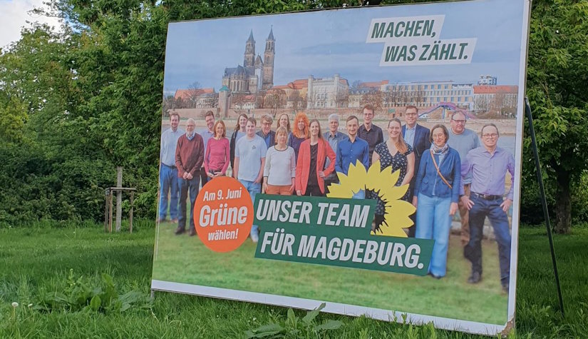 Grossfläche Kommunalwahl mit grünen Spitzenkandidat:innen