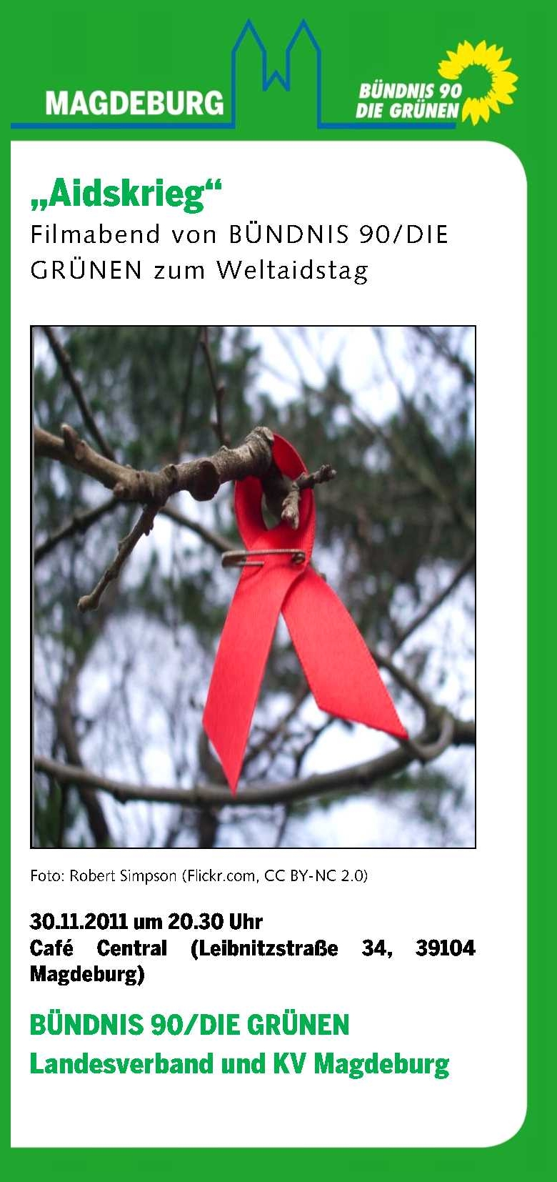 Einladungsfaltblatt Filmabend 30.11. - 20.30 Uhr.