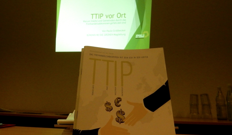 Titelfolie der Powerpoint zur TTIP-Diskussion auf der MV.