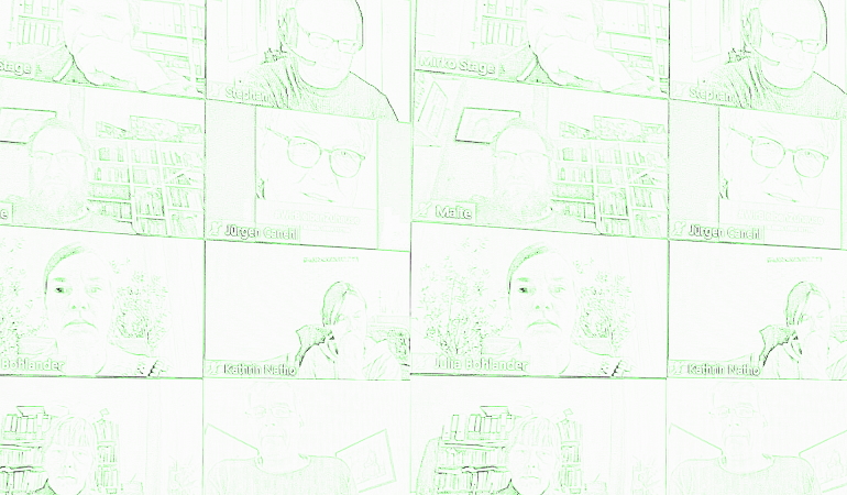 Verfremdete Webcambilder von einer Videokonferenz.