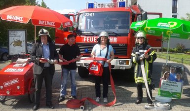 Wahlkampfstand in Olvenstedt.