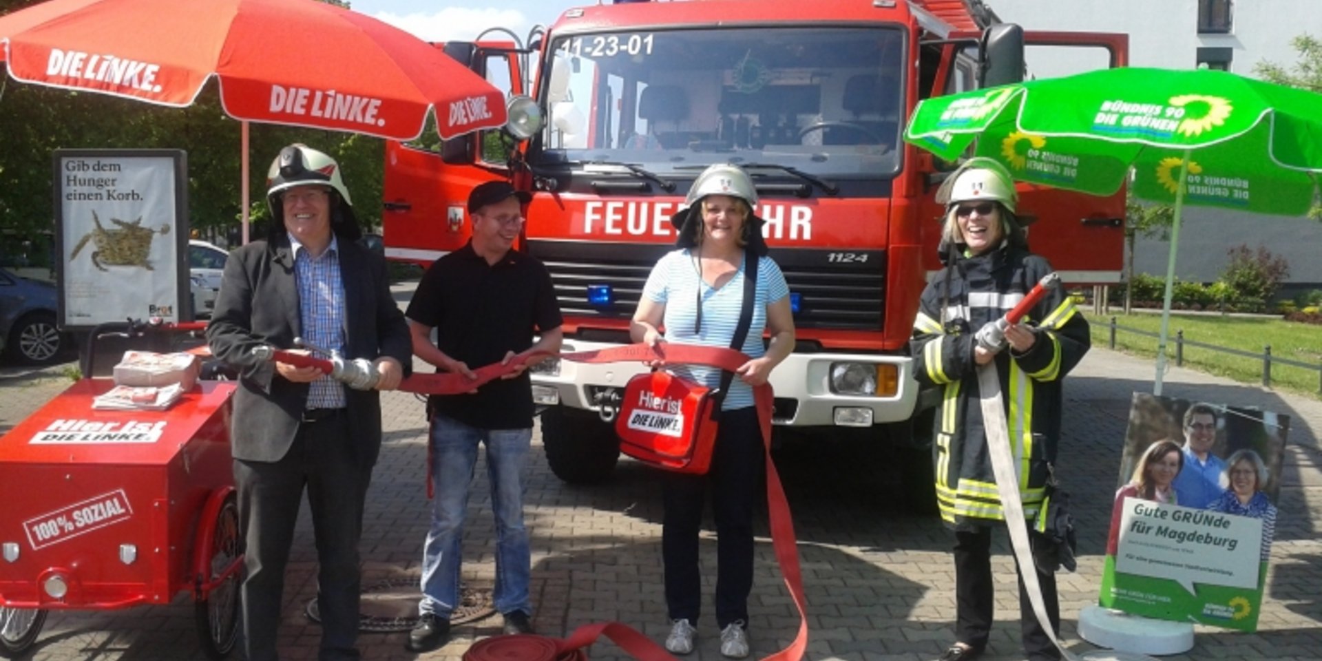 Wahlkampfstand in Olvenstedt.
