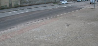 Umgebaute Depotausfahrt in der Spielhagenstraße.