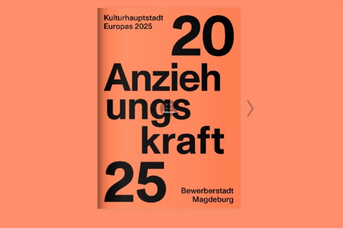 Screenshot von Onlinedarstellung des Bewerbungsbuches der Landeshauptstadt Magdeburg zur 2. Runde zur Kulturhauptstadt Europas.