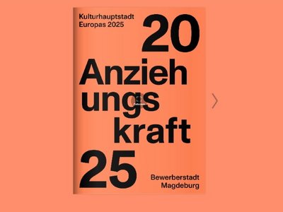 Screenshot von Onlinedarstellung des Bewerbungsbuches der Landeshauptstadt Magdeburg zur 2. Runde zur Kulturhauptstadt Europas.