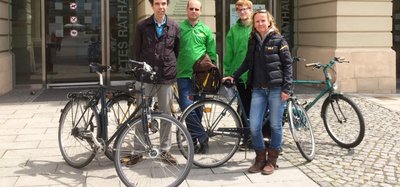 Das Team der grünen Radtour zur Hochwasserabwehr: Gregor Zündorf, Andreas Bock, Timo Gedlich und Steffi Lemke.