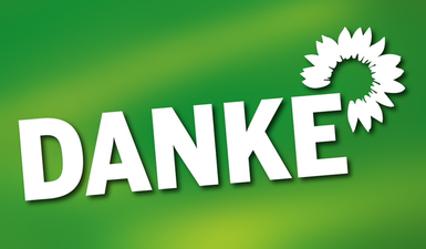 Das Wort danke mit der stilisierten Sonnenblume.