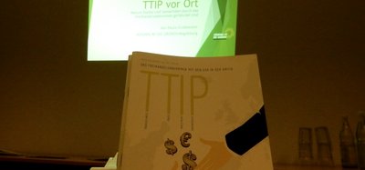 Titelfolie der Powerpoint zur TTIP-Diskussion auf der MV.