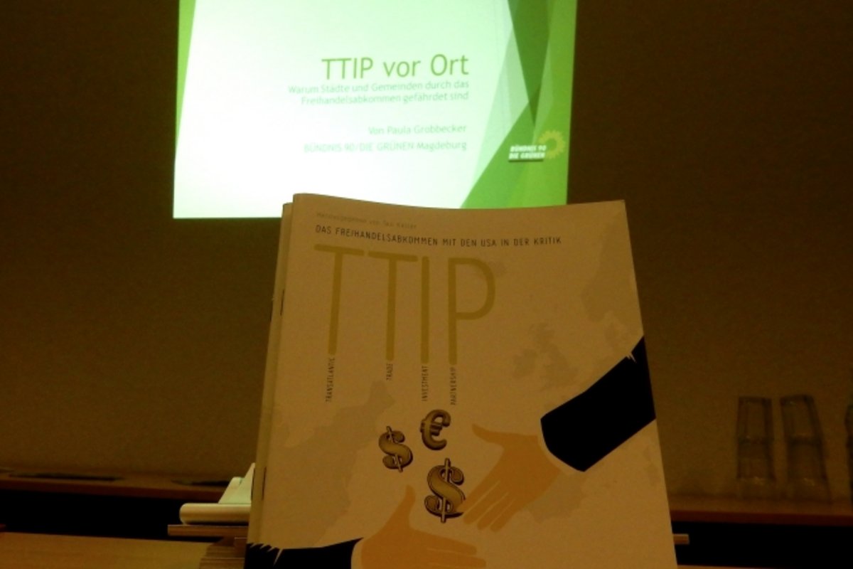 Titelfolie der Powerpoint zur TTIP-Diskussion auf der MV.