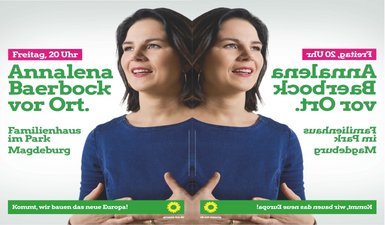 Ankündigung Annalena Baerbock im Familienhaus am 24.05. um 20 Uhr.