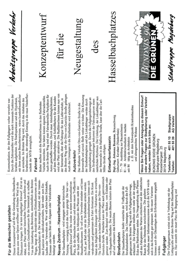 Faltblatt zur Umgesaltung des Hasselbachplatzes.