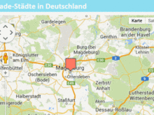 Kartenausschnitt Sachsen-Anhalt mit dem roten Fähnchen bei Magdeburg.