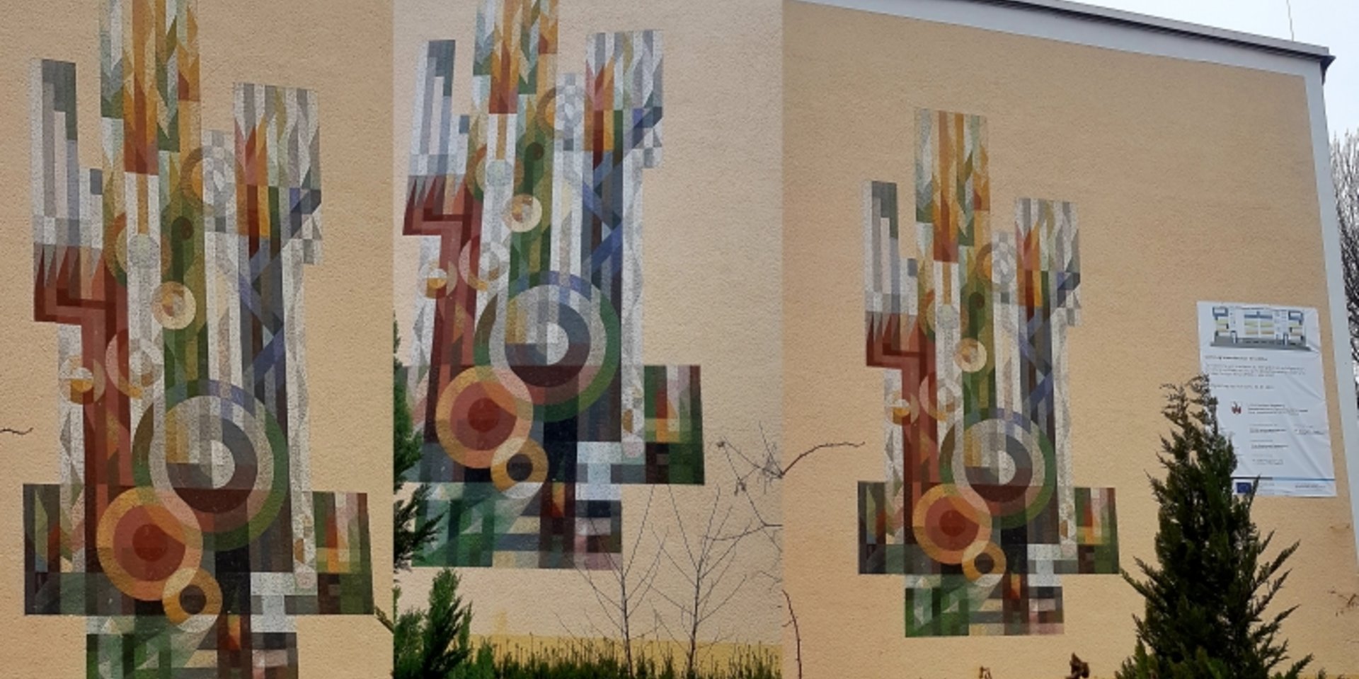 Fröhner-Wandbild an der Seitenwand der Ernst-Wille-Schule.