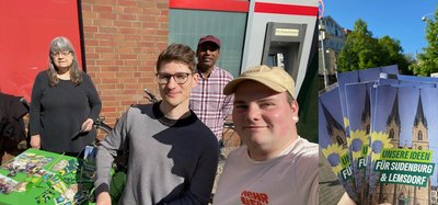 Grüner Wahlkampfstand in Sudenburg