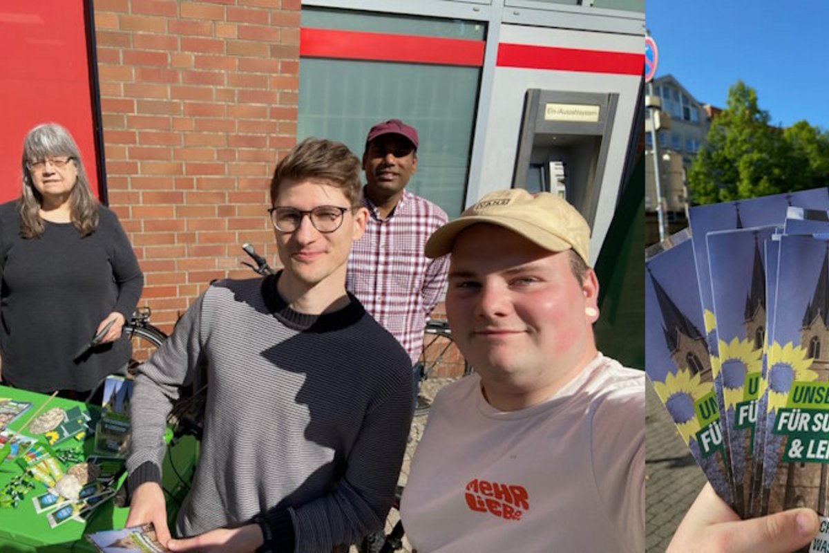 Grüner Wahlkampfstand in Sudenburg