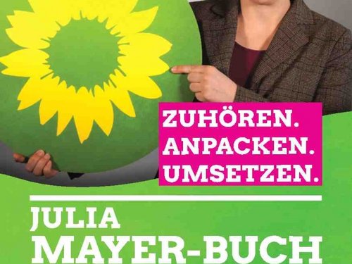 Titelblatt Flyer mit Julia Mayer-Buch.