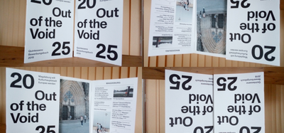 Die Broschüre Quintessenz Bewerbungsbuch 2019 "Out of the Void" 4x in einer Collage zusammengestellt.