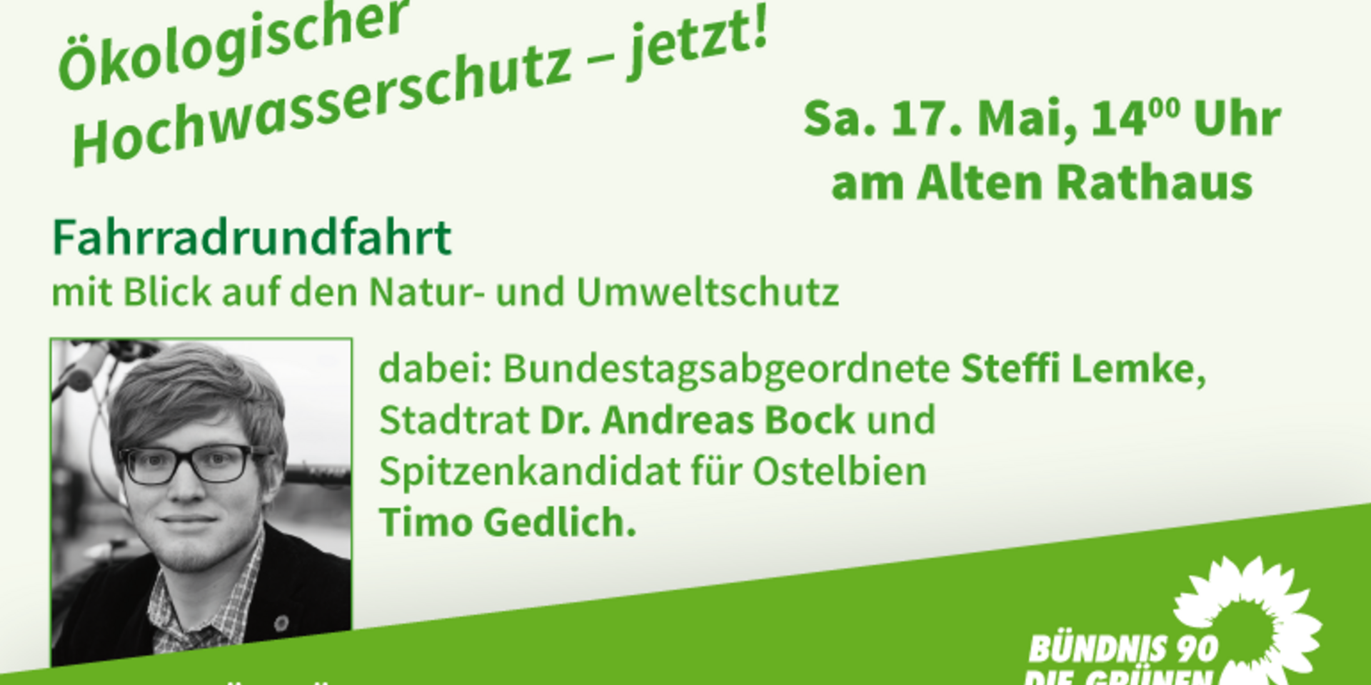 Anzeige Radtour mit Steffi Lemke 17.05. - 14.00 Uhr. Treffpunkt Rathaus.