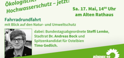 Anzeige Radtour mit Steffi Lemke 17.05. - 14.00 Uhr. Treffpunkt Rathaus.