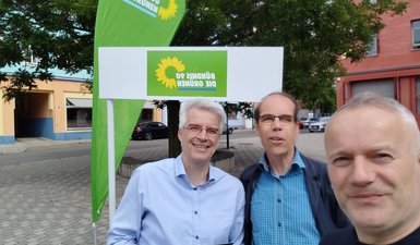 Stand mit Olaf Meister, Dr. Gregor Zündorf und Tom Bruchholz