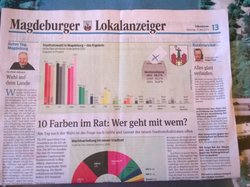 Auswertung Stadtratswahl auf der Titelseite der Volksstimme.