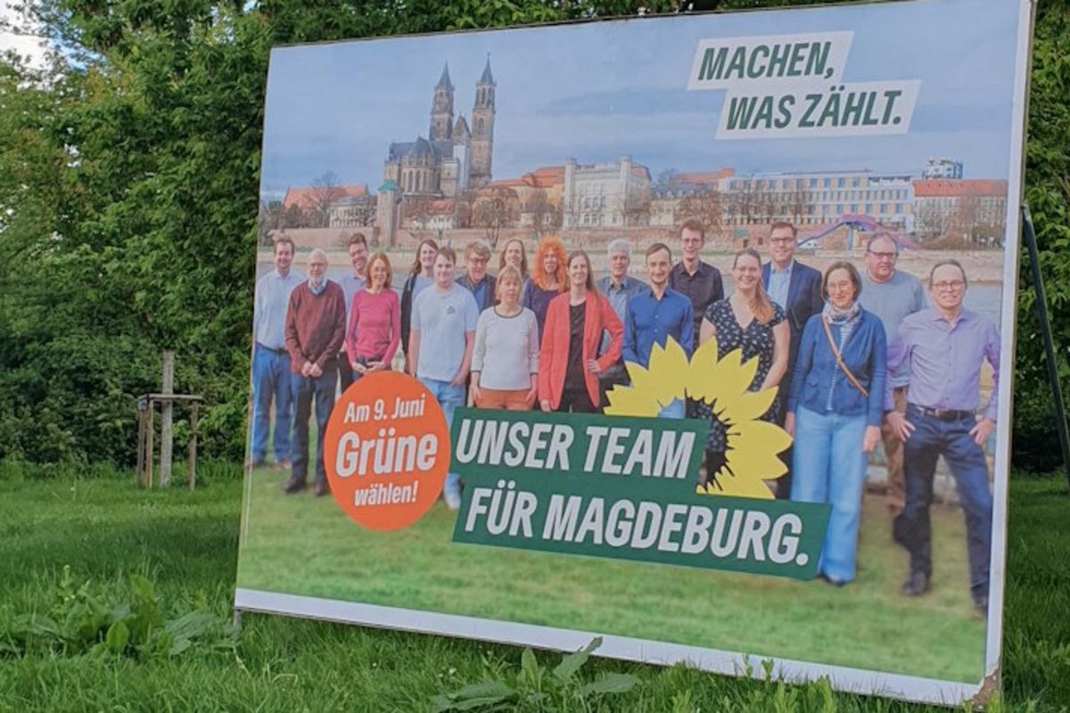 Grossfläche Kommunalwahl mit grünen Spitzenkandidat:innen