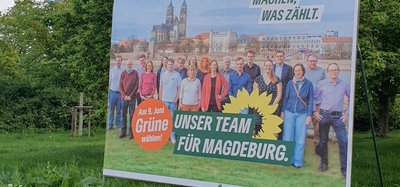 Grossfläche Kommunalwahl mit grünen Spitzenkandidat:innen