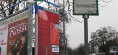 Die Bedarfshaltestellen im Adelheidring ohne Fahrpläne.