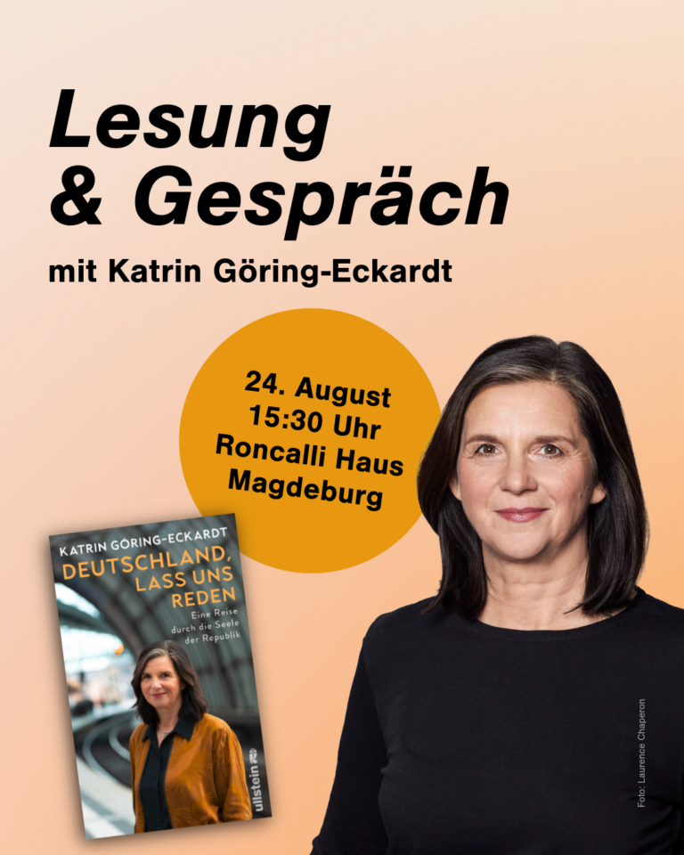 24.08. Katrin Göring-Eckardt – Lesung im Roncalli-Haus 15:30 Uhr